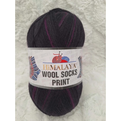 Himalaya Příze Wool socks print - S41-06 černo-šedá fialový proužek
