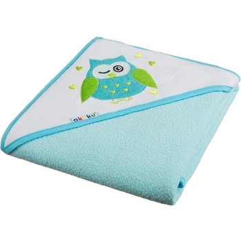 Akuku Detská osuška 100x100 tyrkysová so sovou