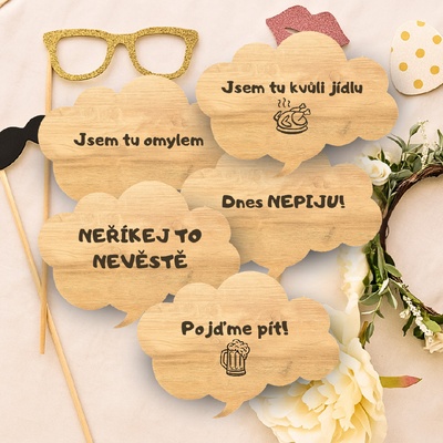 Dřevěné rekvizity do fotokoutku – sada na svatbu a oslavu Varianta: Sada 3 – Hledejceny.cz