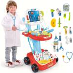 Pepita играчка Медицинска количка с ЕКГ апарат, аксесоари със светлина, звук 17бр - червено (SL10D090)