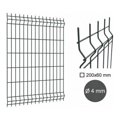 Dílec plotový MERKUR, 3D, drát 4 mm, antracit 2030 x 2500 mm, balení 1 ks