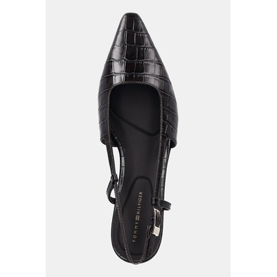 Tommy Hilfiger Кожени обувки с тънък ток Tommy Hilfiger CROC SLINGBACK SLANTED HEEL (FW0FW08990)