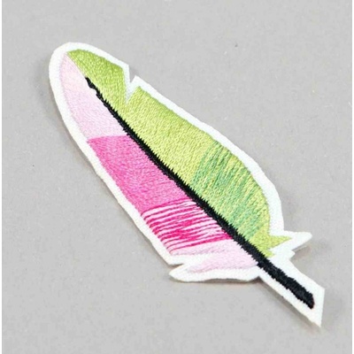 Nažehľovacia záplata - farebné pierko - viac farebných variant - rozmer 6,5 cm x 2,2 cm pierko - zelená - CEZ2117
