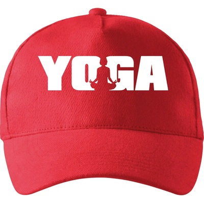 Yoga nápis so zahnutým šiltom a mosaznou sponou Červená