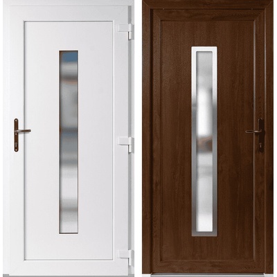 OknaDvereNaMiru.cz Vchodové dveře Hana + INOX orámování zlatý dub / bílá pravé otevírání dovnitř 100 x 210 cm