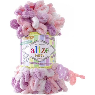Alize příze Puffy color 6051 bílá, růžová, fialová
