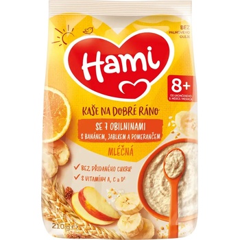 Hami mléčná kaše se 7 obilninami s banánem, jablkem a pomerančem 9 x 210 g