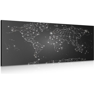 Obraz čiernobiela mapa sveta