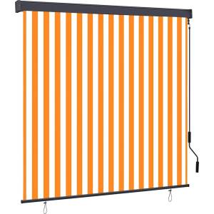 vidaXL Ролетна щора Бяло и Оранжево 180 x 250 cm Текстил и Алуминий (362083)