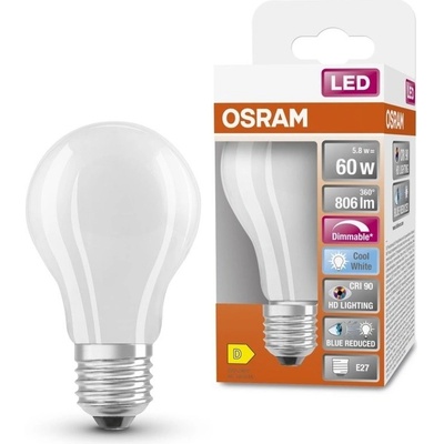 Osram 4058075602595 Matná LED stmívatelná žárovka E27 5,8 W SUPERSTAR, studená bílá