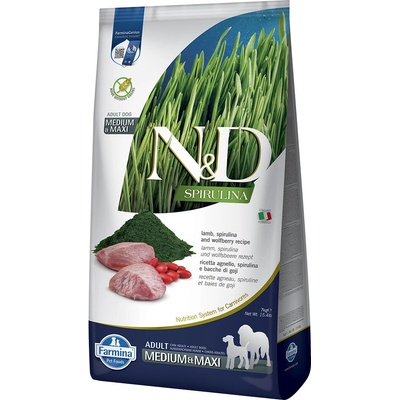 N&D Spirulina Grain Free Adult Medium & Maxi lamb 2 x 7 kg