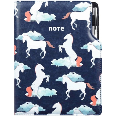 Notes DESIGN B5 čtverečkovaný modrý koně