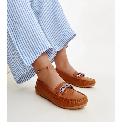 Gemre Brown loafers adorned with rhinestones Adiba modrá bílá hnědá krémová