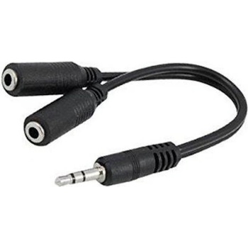 Royal Кабел Royal CABLE-415 Black, от 3.5mm жак(м) към 2x 3.5mm жак(ж), 0.2m, черен, позлатени конектори