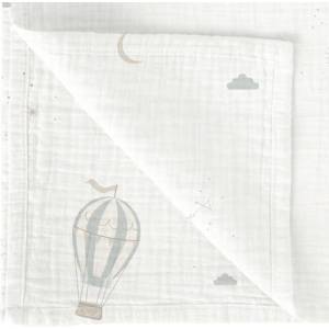 Bimbidreams Муселинова пелена Bimbidreams - Blue Sky, 120 x 120 cm, White/Green (8435629213173) - baby