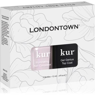 LONDONTOWN Conceal + Go Pink Gel Genius vrchní lak na nehty 12 ml + LONDONTOWN Kur Illuminating Nail Concealer rozjasňující lak na nehty 12 ml
