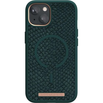 Njorð byELEMENTS Калъф Njord - Salmon Leather MagSafe, iPhone 14, зелен (9595)