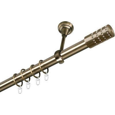 OK-GarnýžeCZ Garnýž kovová jednořadá 25mm Cylinder crystal mosaz 130 cm do stropu / kroužky s háčkem