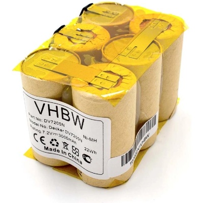 VHBW Батерия за Black & Decker DV7205, 3000 mAh (800115402)
