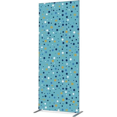 Jansen Display Potištěná látková dělící stěna Deco 85-200 Modré puntíky, 870 x 2020 mm