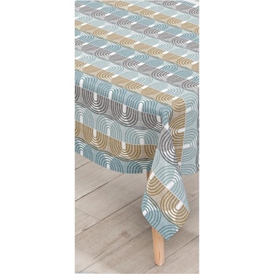 Ubrus PVC 206B, metráž, 20 m x 140 cm, obloučky modro-hnědé, IMPOL TRADE