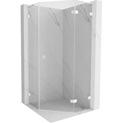 Mexen Lunar L петоъгълна душ кабина с отваляща се врата дясна 90 x 90 см, прозрачна, бяла - 831L-090P-090L-20-00-P (831L-090P-090L-20-00-P)
