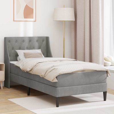 vidaXL Рамка за легло с матрак Светлосиво 80 x 200 cm Кадифе (3414759)