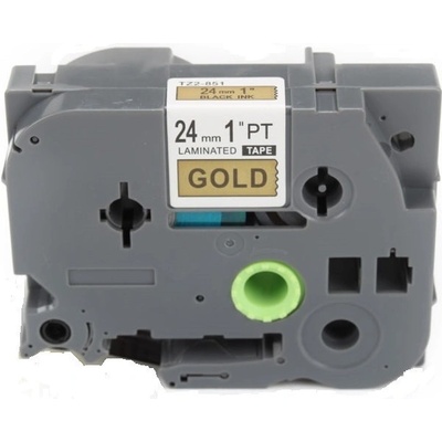 Compatible Съвместима лента с Brother TZ-851 / TZe-851, 24mm x 8m, черен печат / златна основа (TZe-851)