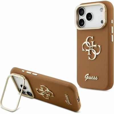 GUESS PU Grained 4G Logo Stand Camera Frame Задний Чехол за iPhone 17 Pro Brown Guess | Kafyav | МЪЖЕ | UNI