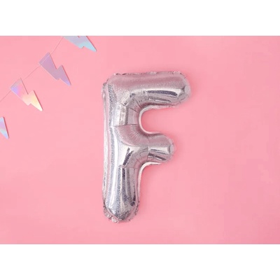 PartyDeco Fóliový balónek Mini Písmeno F 35 cm holografický