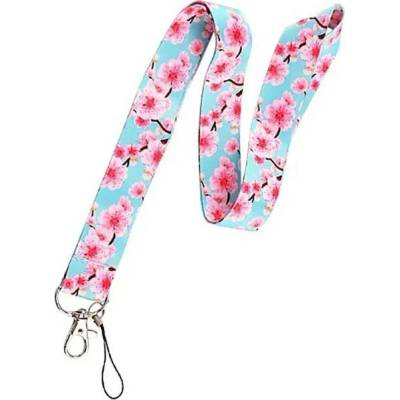Šnůrka na krk Lanyard Růžové květy
