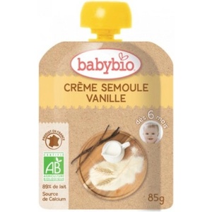 Babybio БИО пауч Млечен крем с грис и ванилия 85г