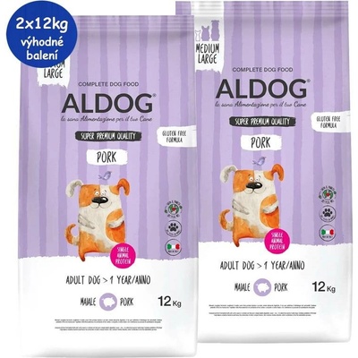 Aldog Adult Monoprotein Medium & Large Pork & Rice 2 x 12 kg