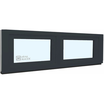 KÖMMERLING Plastové okno - 70 AD, 2400x500 mm, S/S, antracit ornamentální (kůra čirá), antracit/antracit