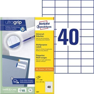 Avery-Zweckform Етикет, универсален, 52, 5х29, 7 мм, avery zweckform, 4000 етикета в опаковка 3651 (3651)