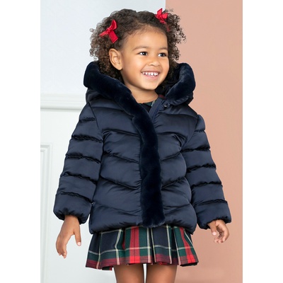 Abel & Lula Зимно яке за бебе момиче в тъмно синьо с плюшени детайли Abel&Lula
