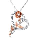 HARAHU Колие Heart Rose - Сребристо / Розово злато KP28884