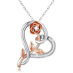 HARAHU Колие Heart Rose - Сребристо / Розово злато KP28884