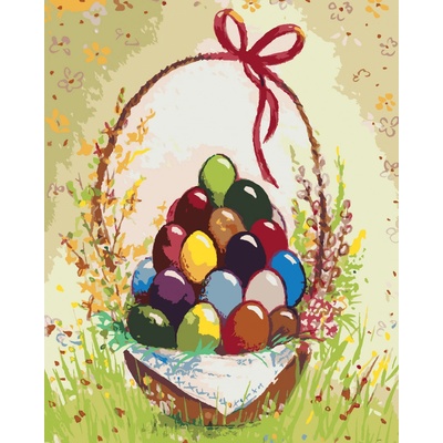 zuty Malování Podle Čísel Velikonoční Vajíčka V Košíku 80 x 100 Cm Plátno Rám