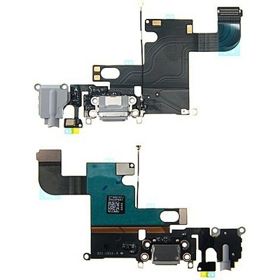 AppleMix Napájací a dátový konektor s flex káblom + audio jack konektor + GSM anténa + mikrofón pre Apple iPhone 6 - sivý - kvalita A+