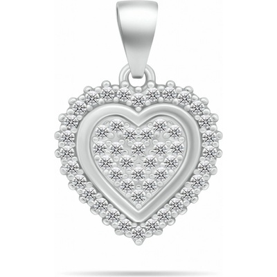 Brilio Silver Oslnivý stříbrný přívěsek se zirkony Srdce PEN06