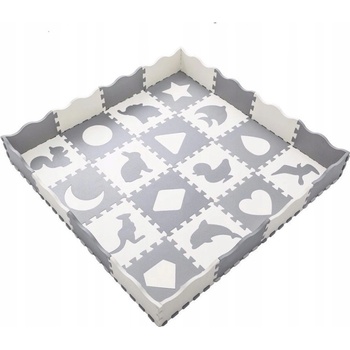 KIK Kontrastné penové puzzle 30 x 30 cm 36 ks šedá krémová