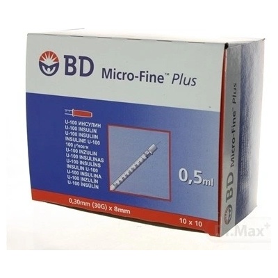 BD Micro FINE PLUS inzulínové striekačky s ihlou U-100 30 G 0,5 ml 10 x 10 ks 100 ks