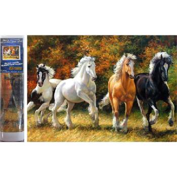 Norimpex - Puzzle Diamant painting: Four galloping horses 30x40cm - 1 - 39 piese