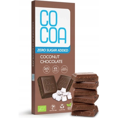 Cocoa Bio vegánska kokosová čokoláda Bez cukru 40 g