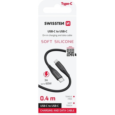 Swissten 71506516 SOFT SILICONE USB-C / USB-C, 0,4m