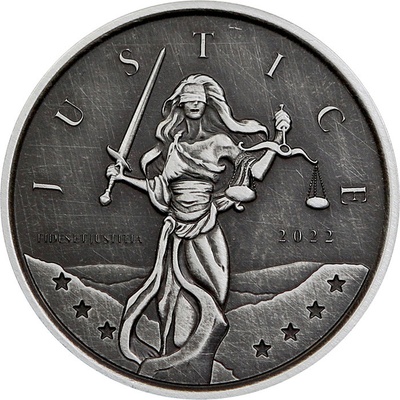 Stříbrná mince Gibraltar Lady Justice Antique 2022 1 oz