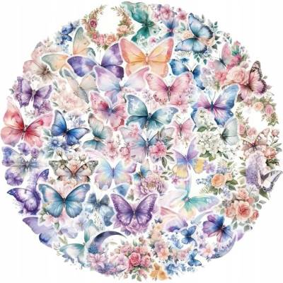Nálepky sada mix vodoodolné scrapbooking motýle módne 50 ks
