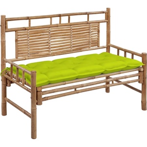vidaXL Градинска пейка с възглавница, 120 см, бамбук (3063902)