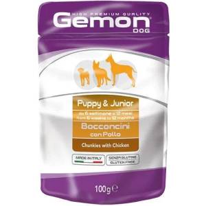 Gemon Gemon Chicken Puppy & Junior - Пауч с пилешко месо, за малки кученца 1-12 месеца - опаковка, 100 гр
